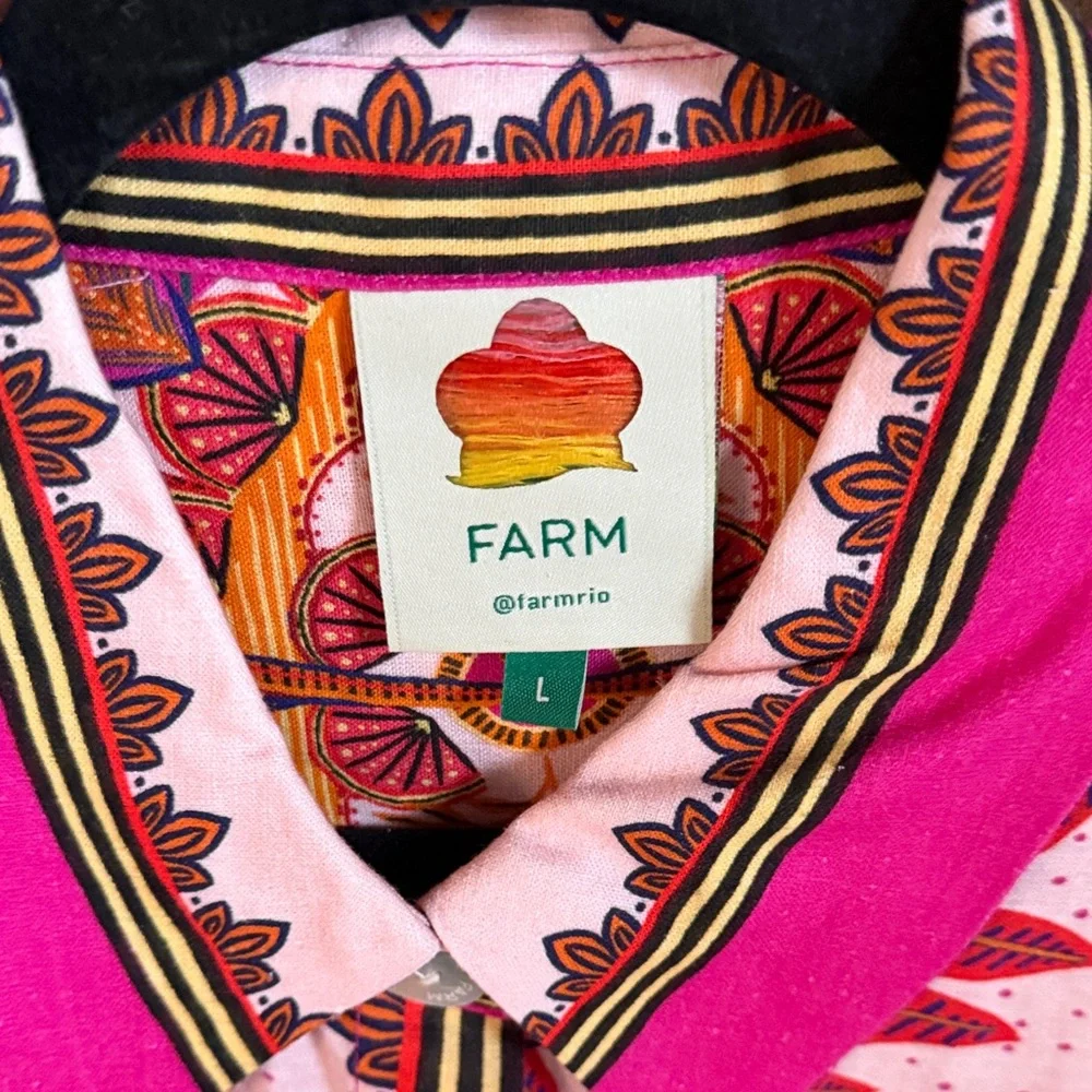 FARM Rio Vibrant Pink and Orange Shirt - Picture 2 of 5